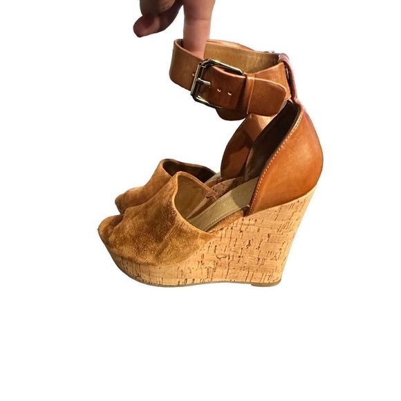 Marc Fisher Cognac Brown Suede Wedge Heel - Picture 11 of 13